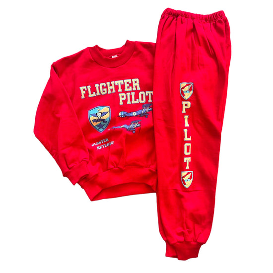 1980s / 90s Red Sweatshirt and Jogger Set / 8-10 Years
