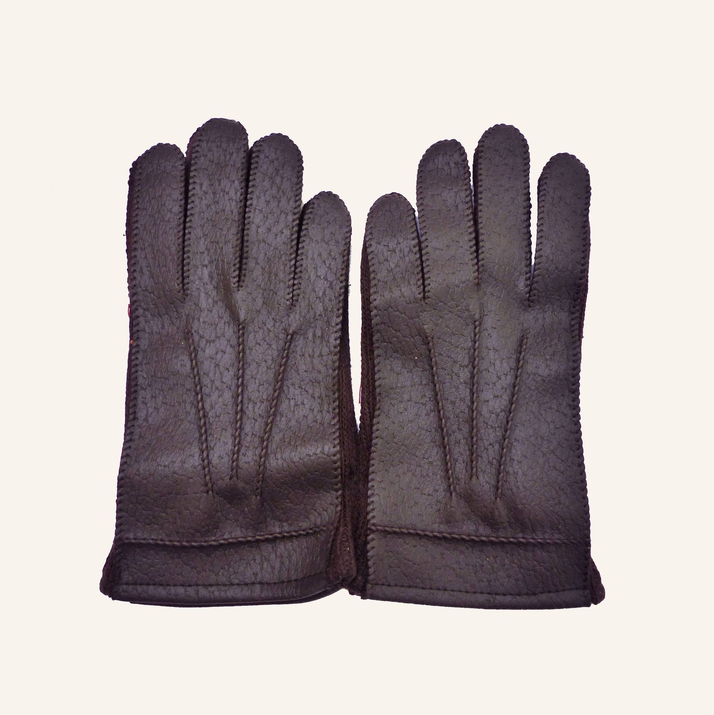 Vintage Lined 70s Dark Brown Faux-Leather Gloves 6-8 Y