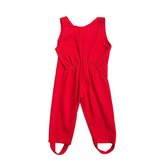 Vintage 70's Red Playsuit Dungarees British Stock 9-12 Months