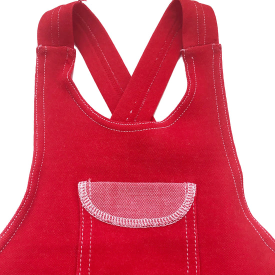 Vintage 70s Red Pinafore Dress French Stock Size 18-24M