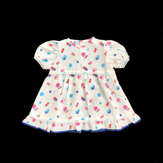 70's Printed  Dress French Made 6-9 Months