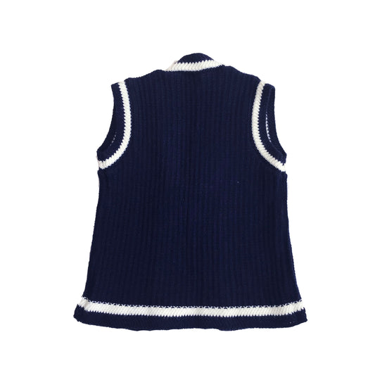 Vintage 60's Blue Knitted Vest French Made 6-8Y