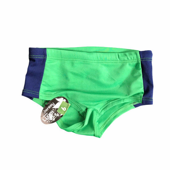 1960's Vintage Navy / Green Mod  Kids Swimming Trunk  French Made 5-6Y