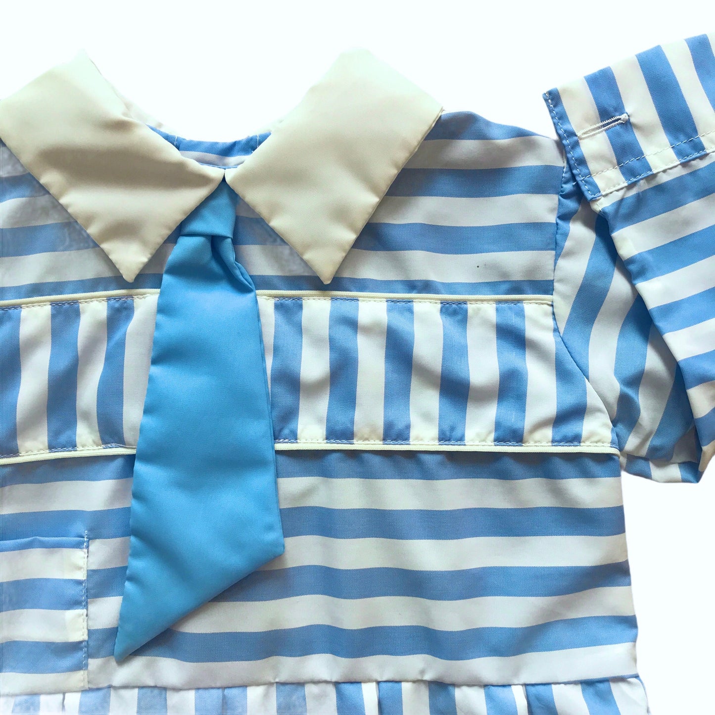 Vintage 60s Baby White / Blue Nylon Dress/Blouse  French Made 6-9 Months