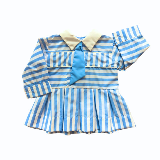 Vintage 60s Baby White / Blue Nylon Dress/Blouse  French Made 6-9 Months