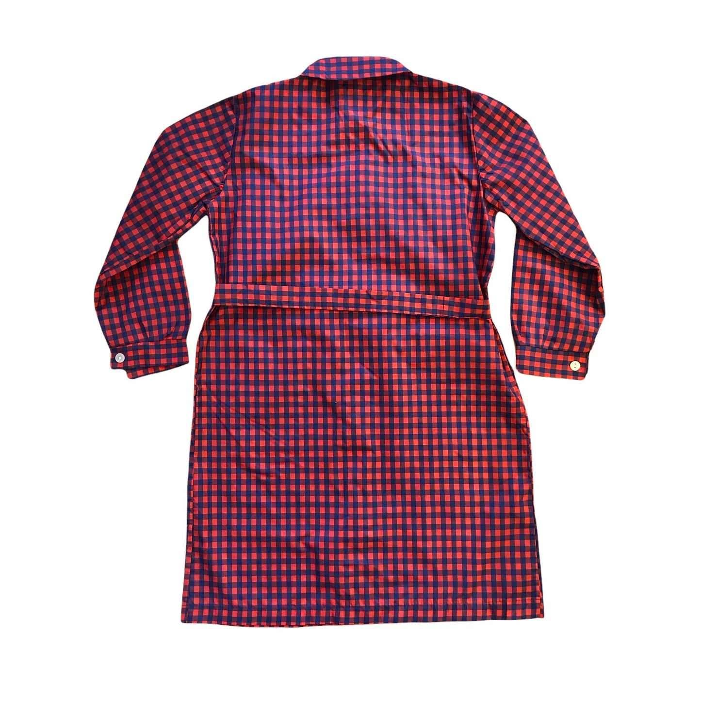 Vintage 1960's Red / Navy Gingham  Nylon Dress / Blouse  / 10-12Y