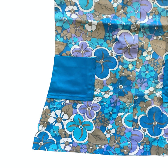 Vintage 60s Blue Floral Mod Tunic / Top / Shirt  6-8Y