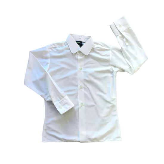 Vintage 1970's White Nylon Check Shirt /  3-4Y