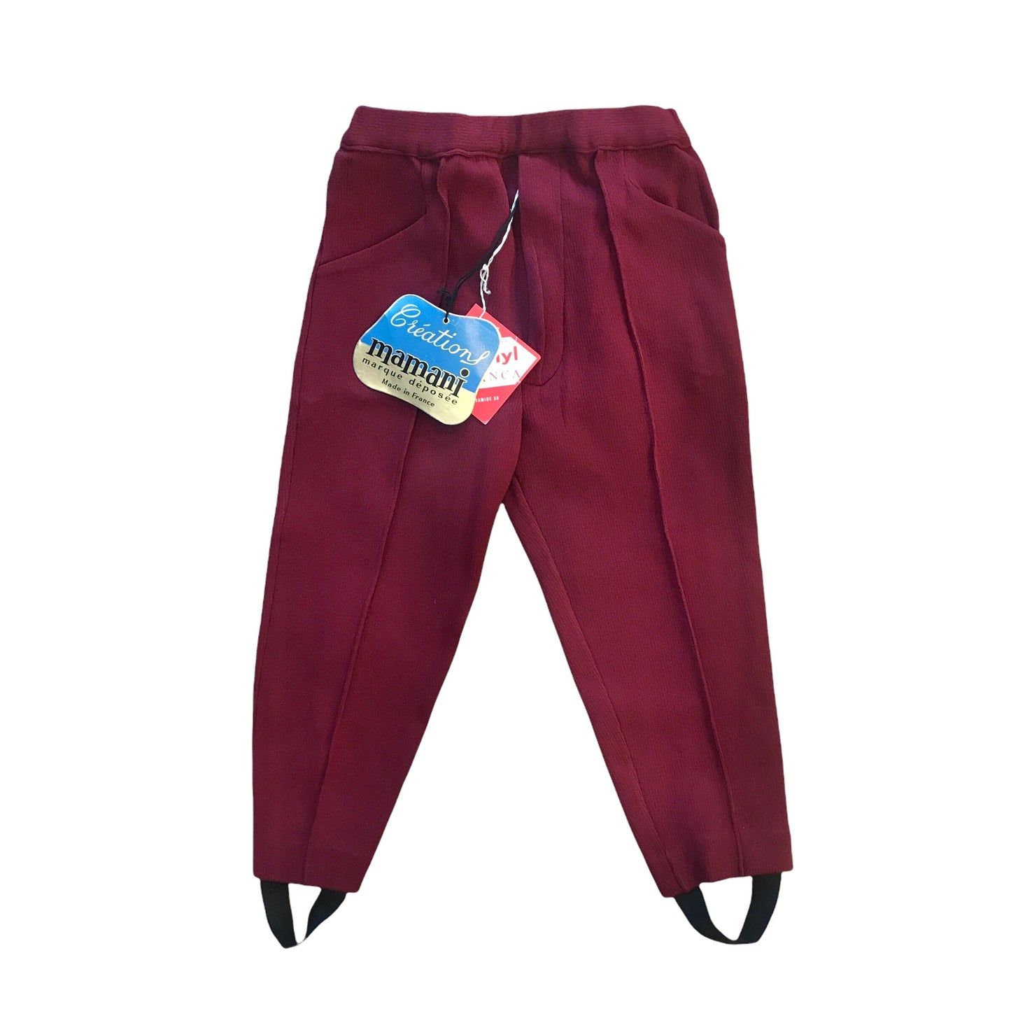 Vintage 1960's Dark Red Stirrup Pants / 18-24M