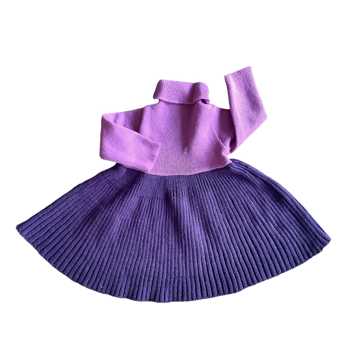 1970s Purple Knitted Turtleneck Dress / 0-3 Months