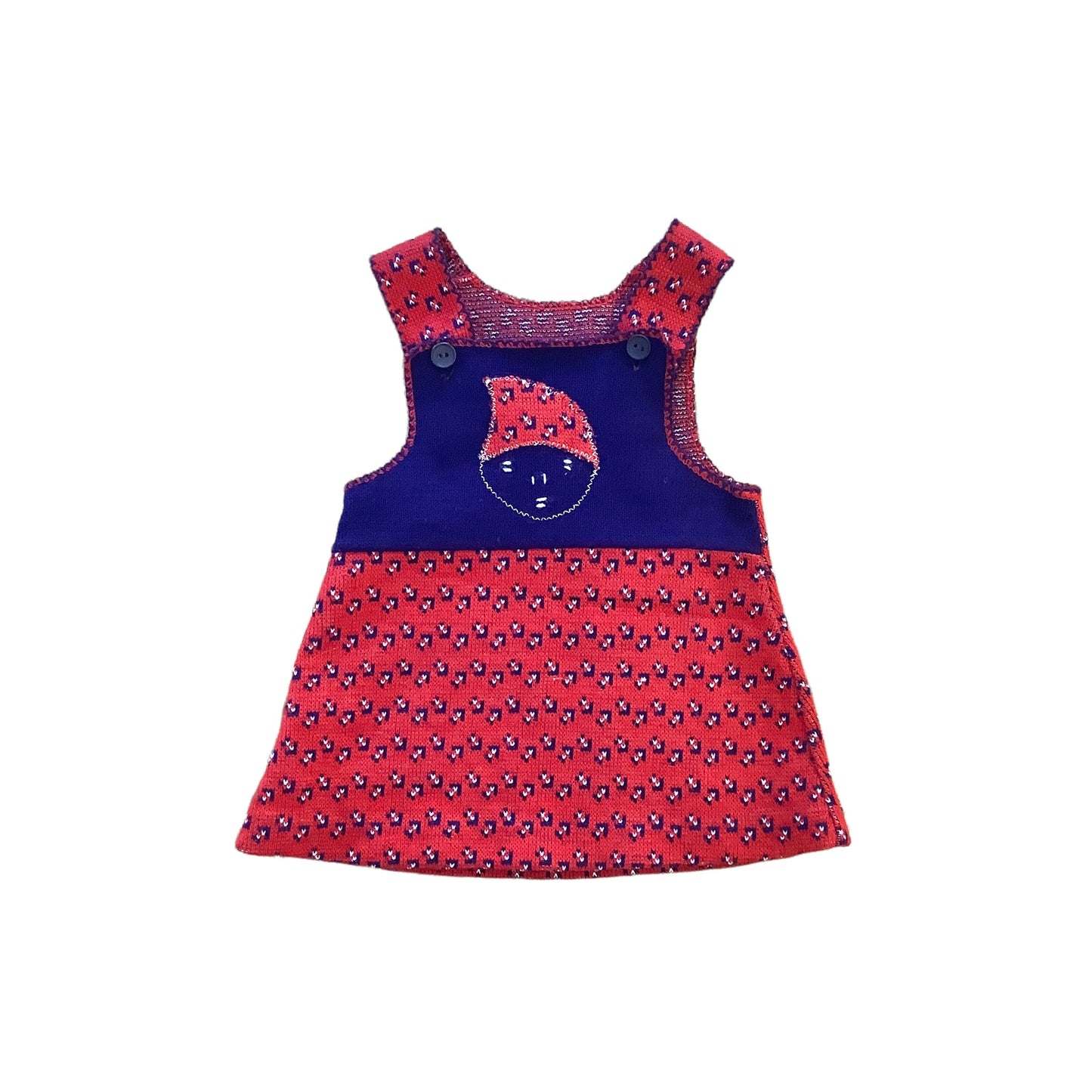 1970s  Red Knitted Dress / 9-12 Months