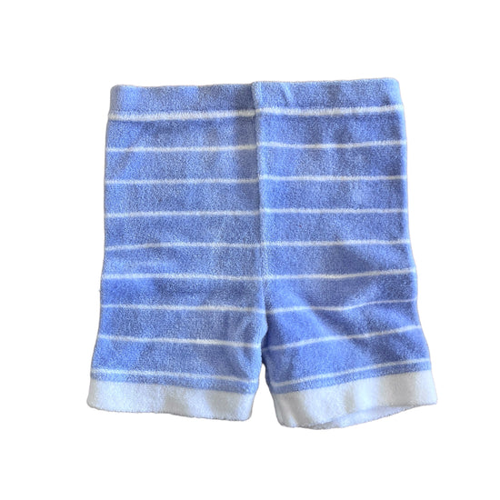 Vintage 70's Blue Striped Velvety Terry Towel Shorts / Pants / Underwear 0-6M