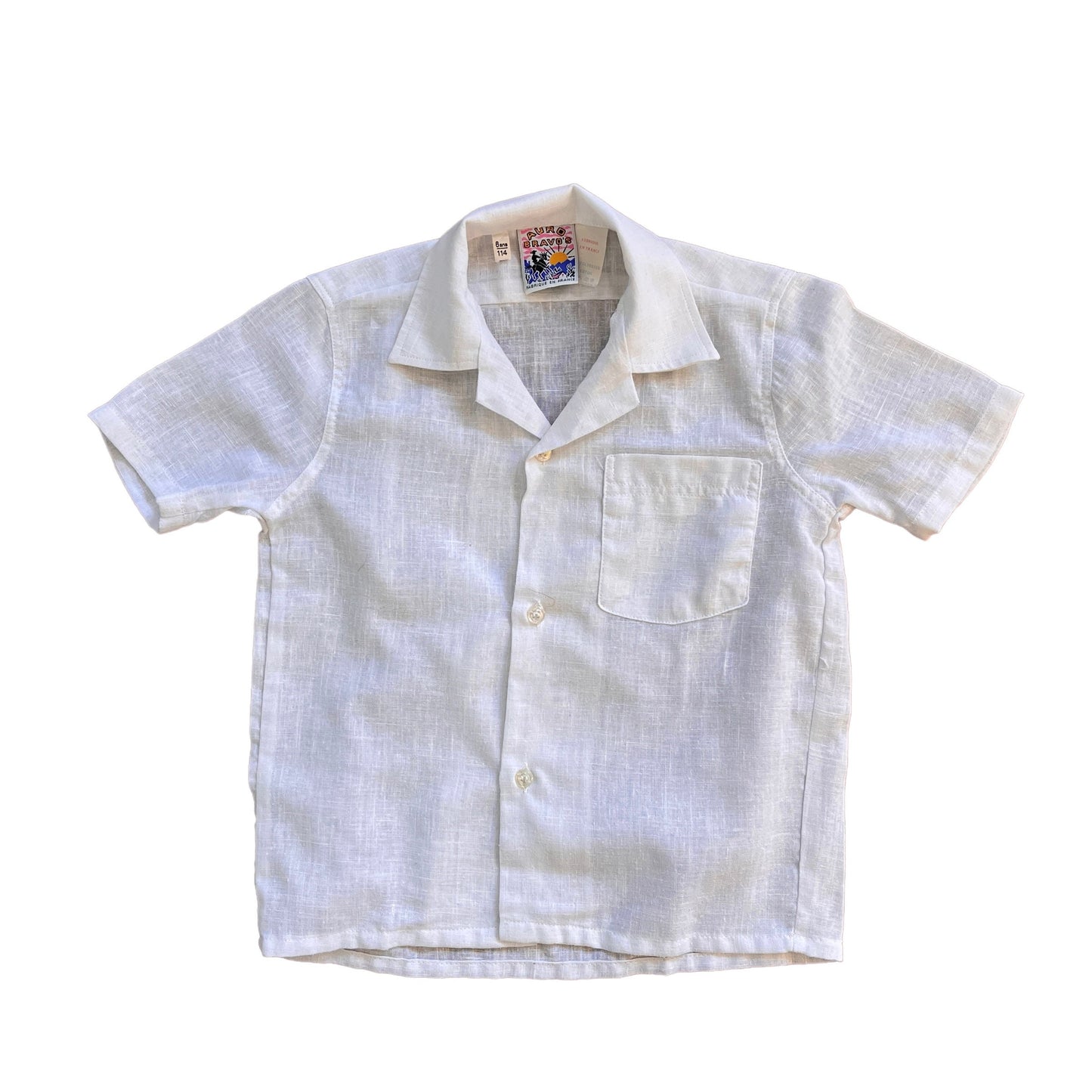 French  Vintage 1970s White Shirt /  5-6Y