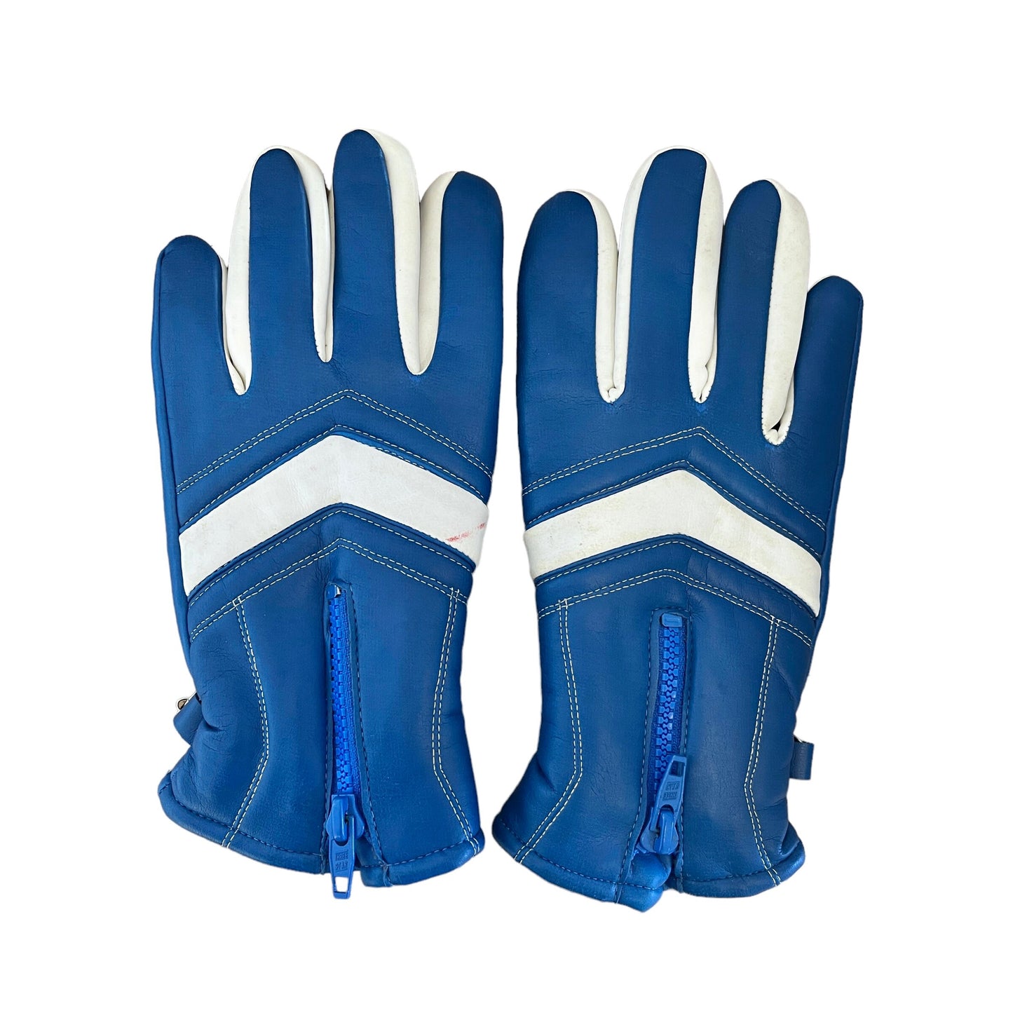 Vintage Lined 70s White / Blue Ski Gloves XS / Teen