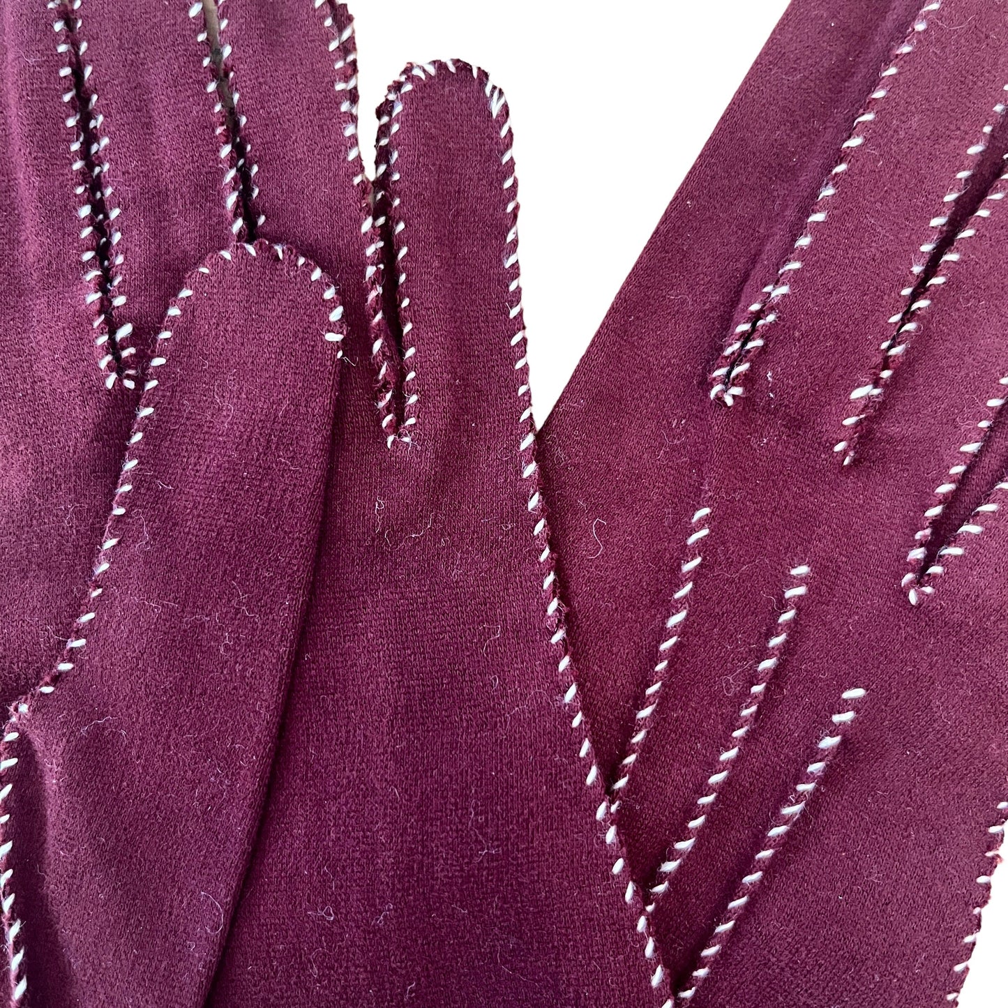 Vintage Delicate 70s Dark Red Suedine Gloves 5-6Y