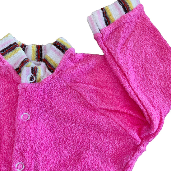 Vintage 70's Pink Terry Towel Bodysuit / Footie / 0-3 Months