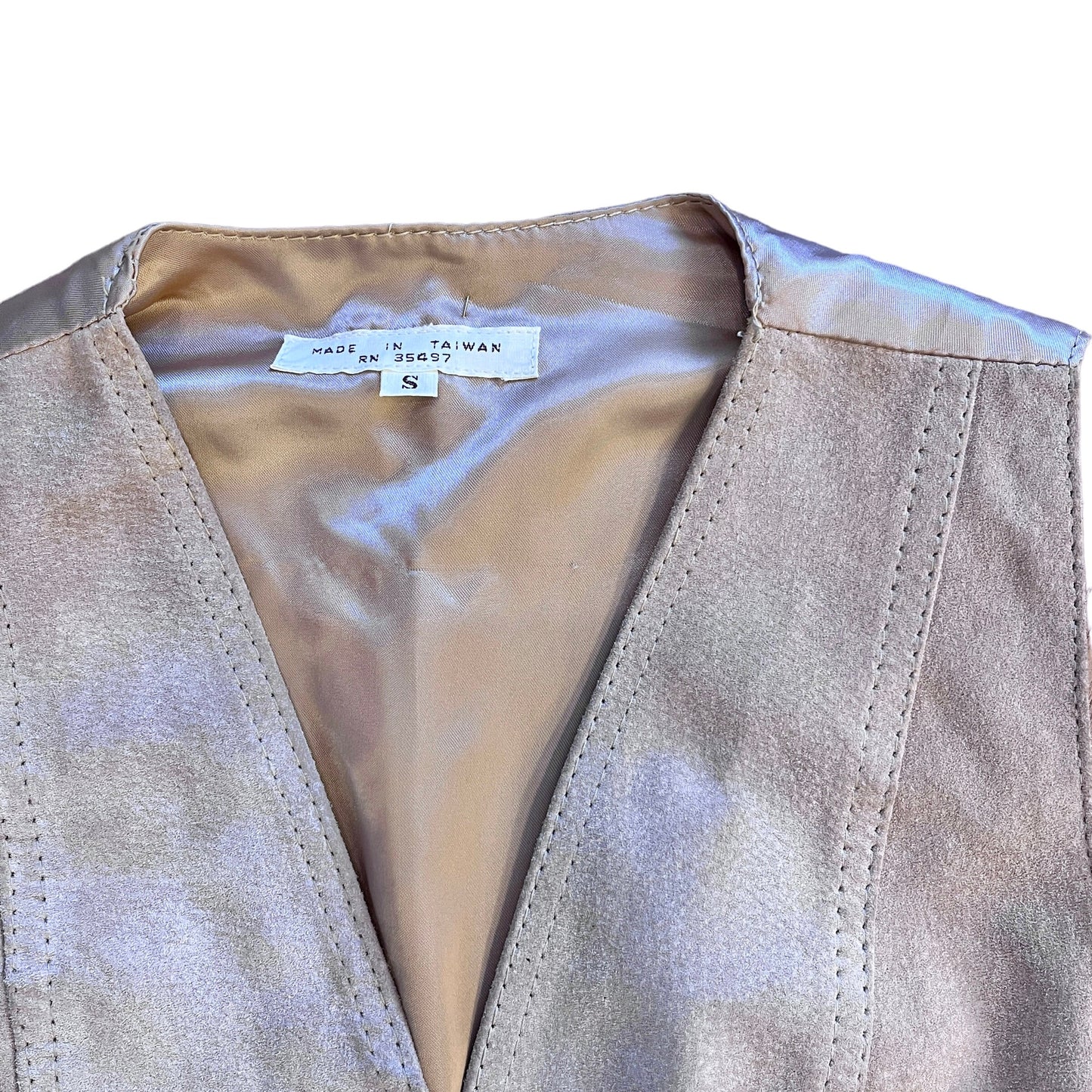 Vintage 1970's Beige Leather Waistcoat 10-12Y / Teen