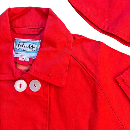 1960s Vintage Red Rain Jacket 6-8Y