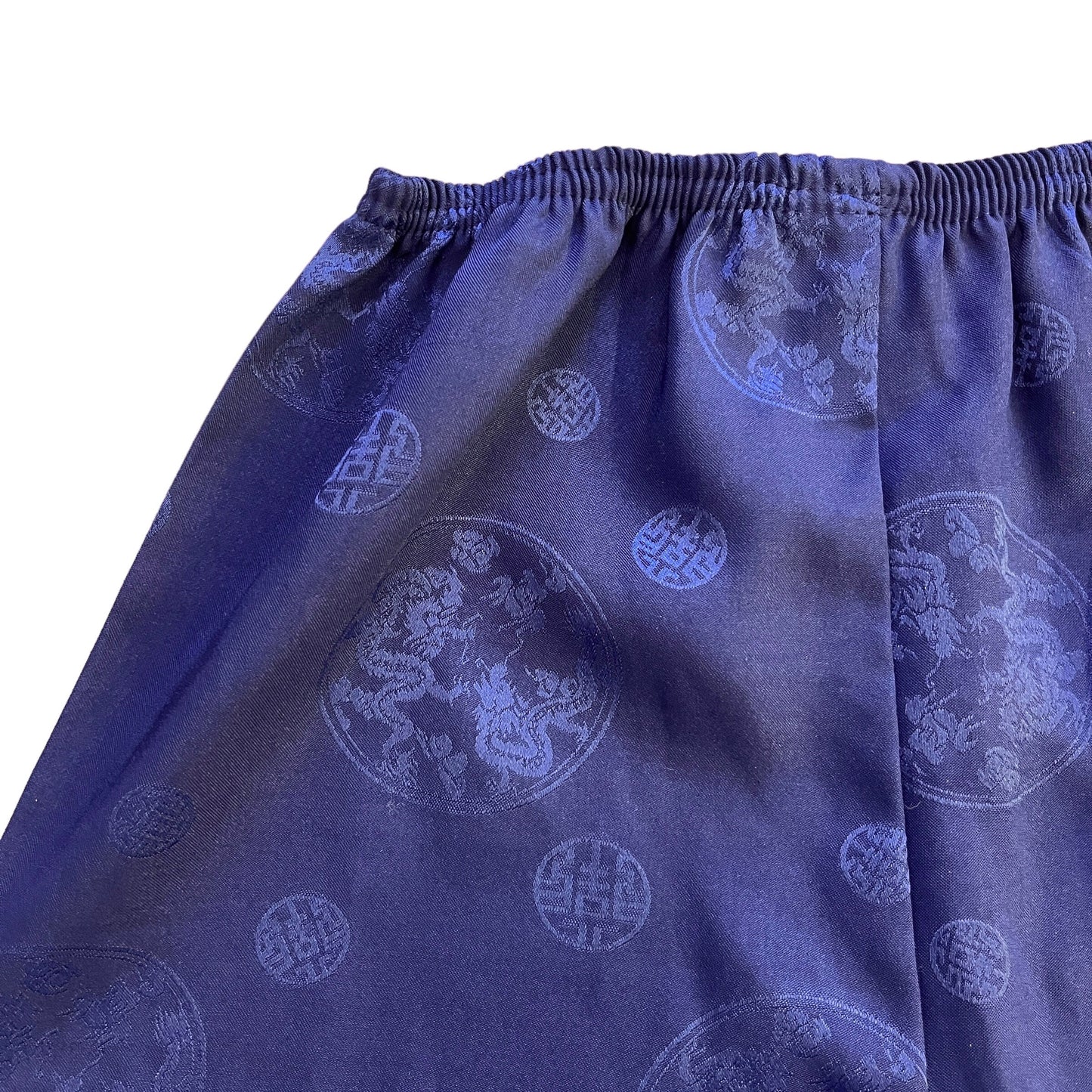 70s Navy Chinese Silky Bottoms / 6-8Y