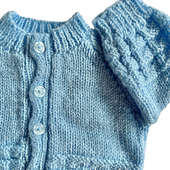 Vintage Blue Knitted Cardigan 0-3 Months