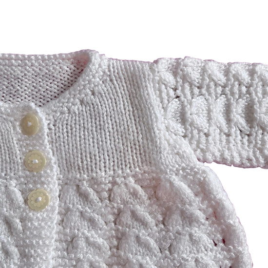 Vintage White Knitted Cardigan 0-3 Months