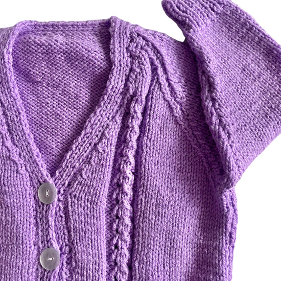 Vintage Knitted Lilac Cardigan / 12-18M