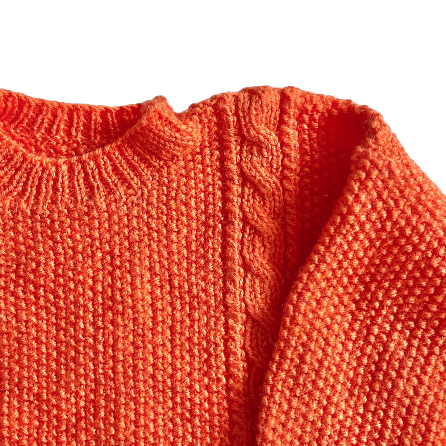 Vintage Knitted Orange Cable Knit Jumper / 18-24M