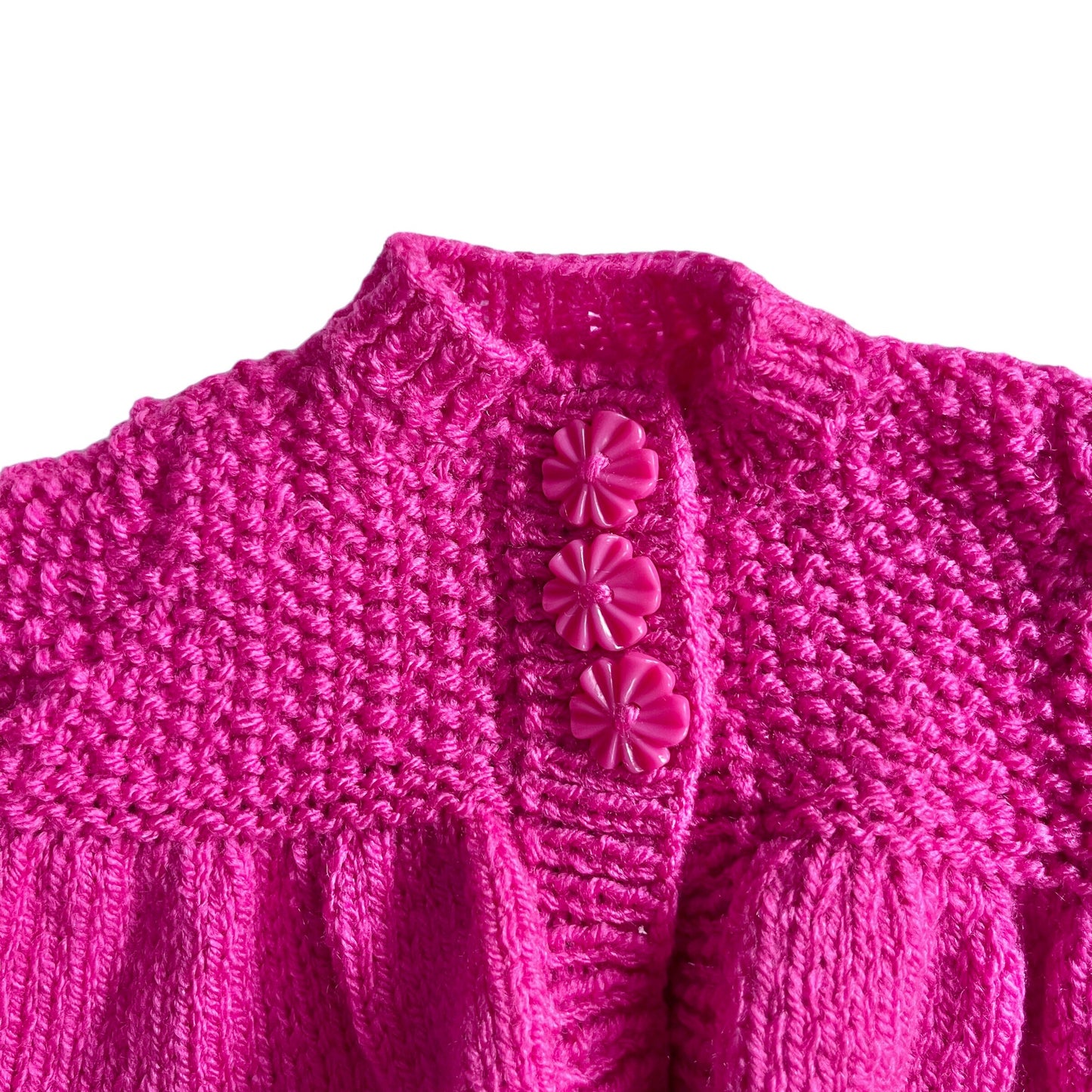 Vintage Knitted Pink Cardigan Newborn / 0-3 Months