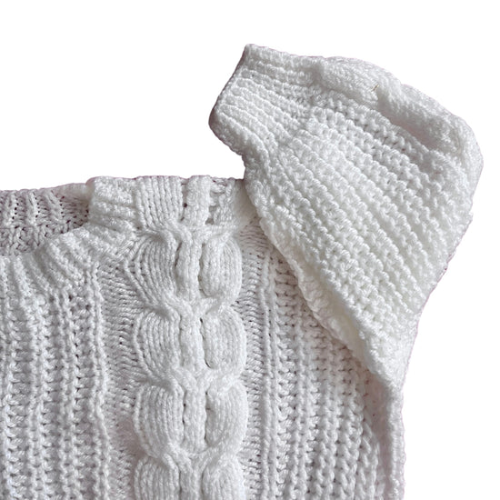 Vintage Knitted White Cable Knit Jumper / 18-24M
