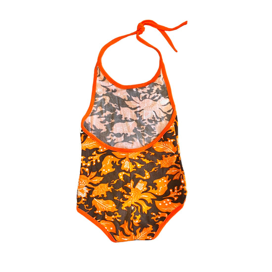 70's Brown / Orange Printed Swimming Suit / 5-6Y and 6-8Y