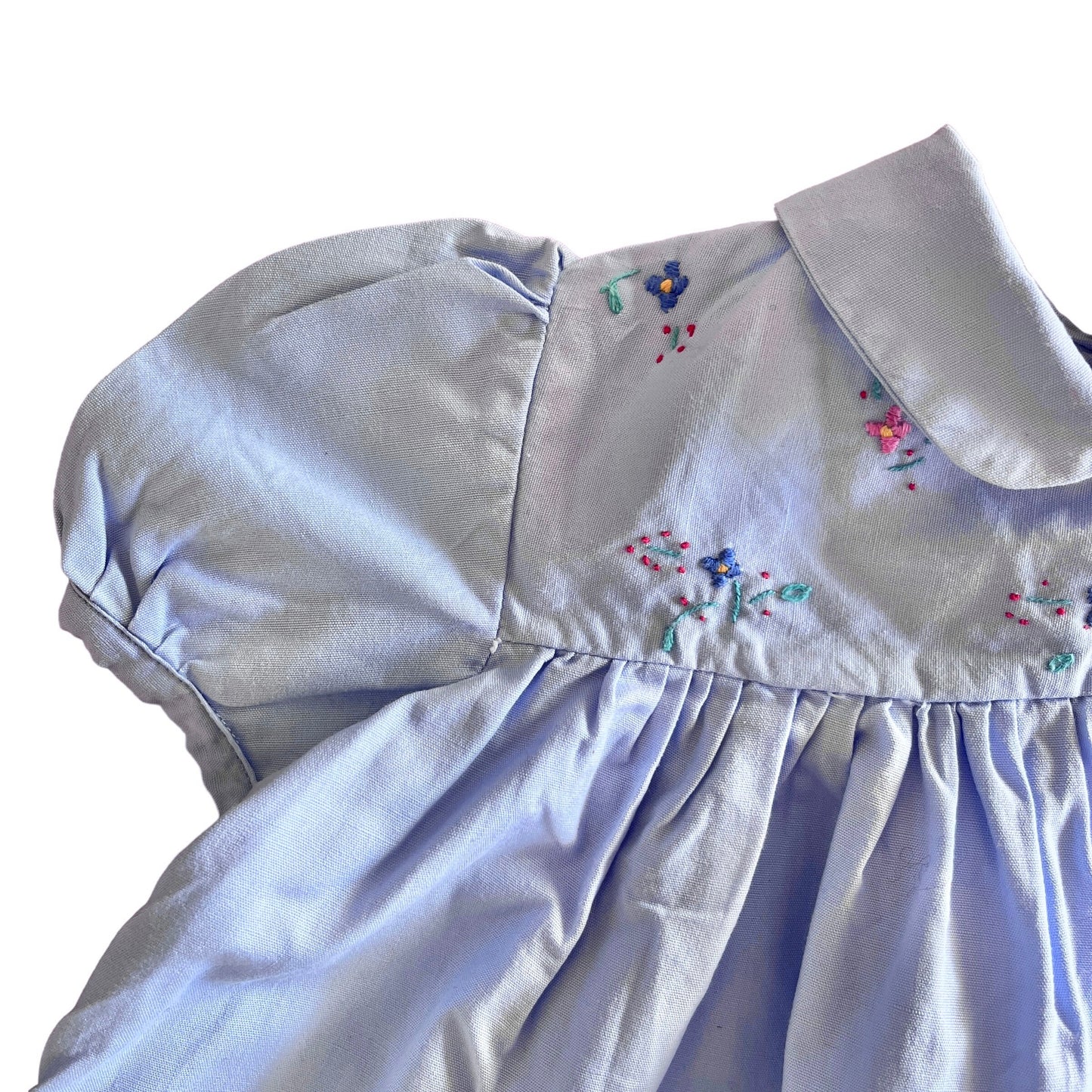 1960s Embroidered Blue Dress 6-9 Months
