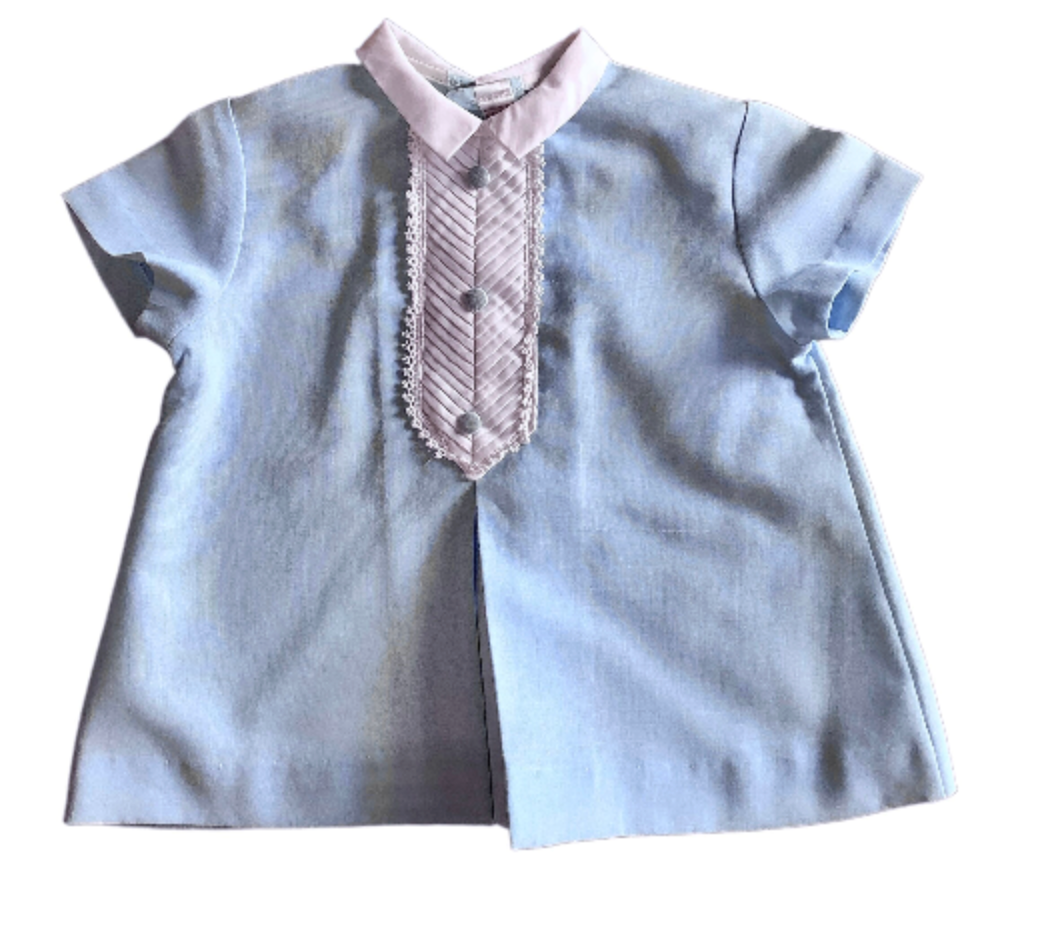Vintage 1960s Blue Plastron Mod Dress 6-9 Months