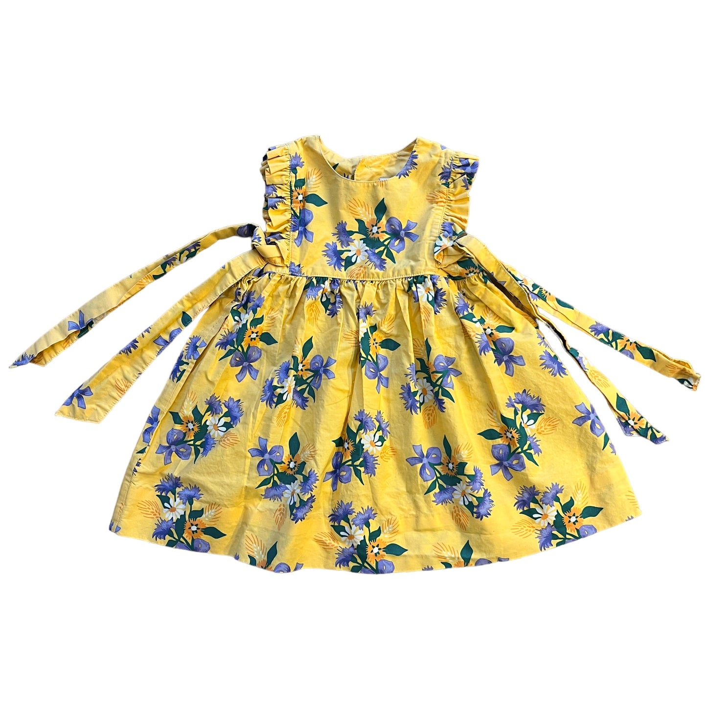 Vintage 1980s Yellow Floral Dress 3-6 Months
