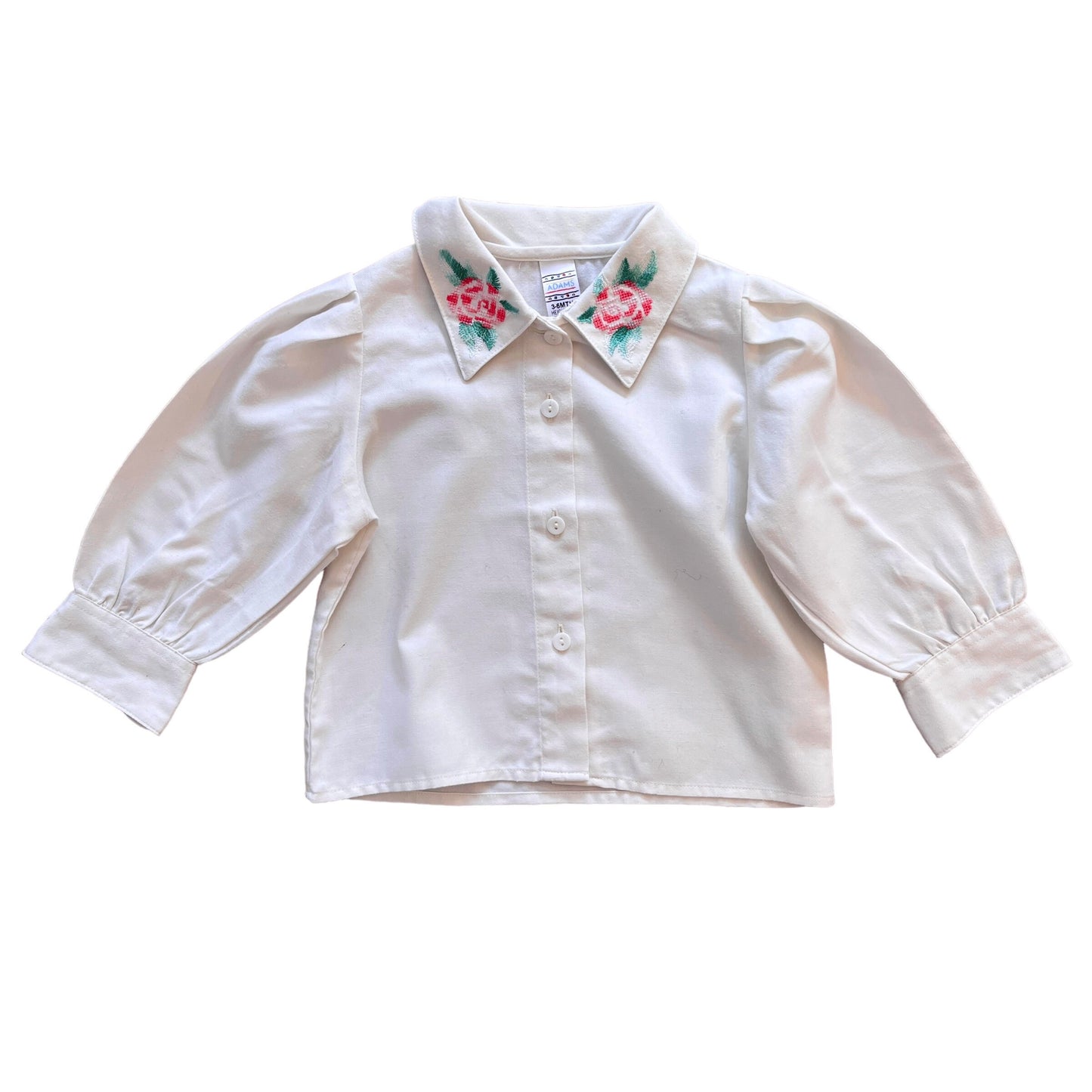 Vintage 1980s Ivory Embroidered Shirt 3-6 Months