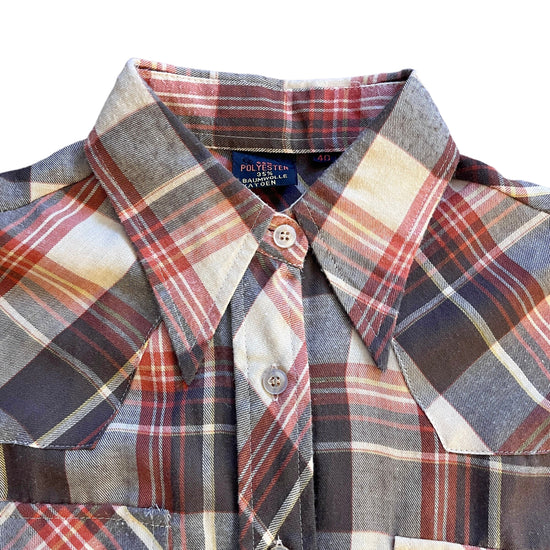 Load image into Gallery viewer, Vintage 1970s Brown Plaid Shirt / 10-12 Years
