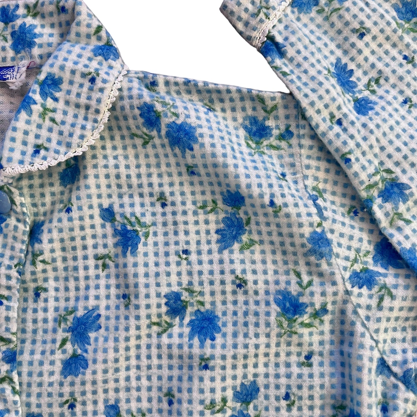 Vintage 1960's Blue Floral Shirt / 6-8 Y