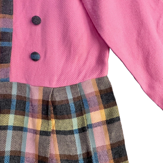 1960's Pink Tartan Dress / 5-6Y