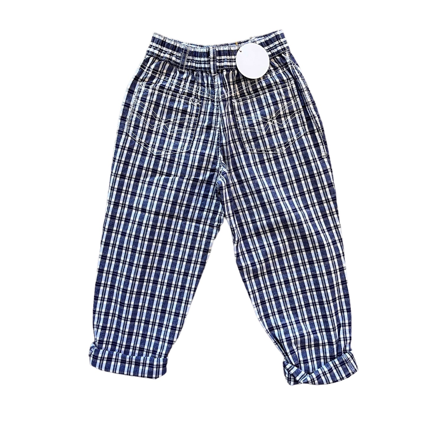 1980s Blue Checkered Trousers / 5-6Y