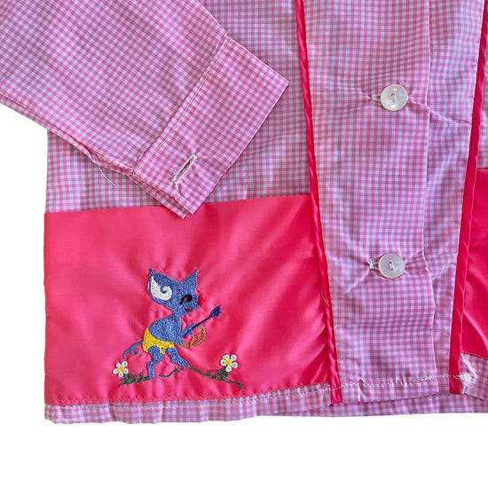 1960's Pink Gingham Nylon School Blouse / 3-4Y