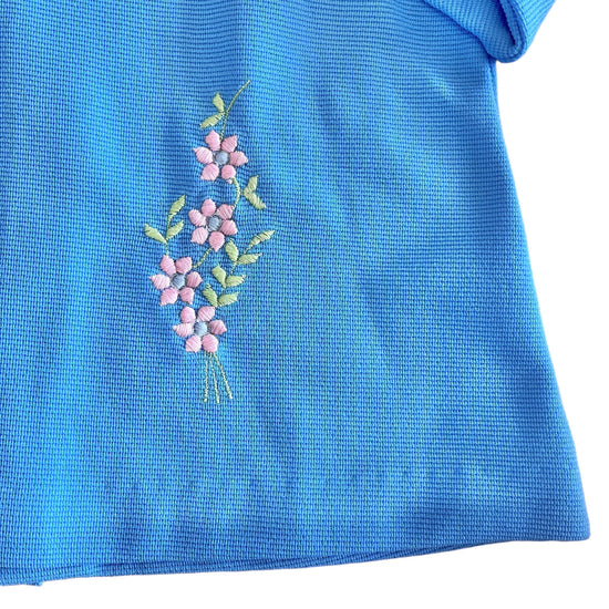 1960's Blue Embroidered Top / 6-9 Months