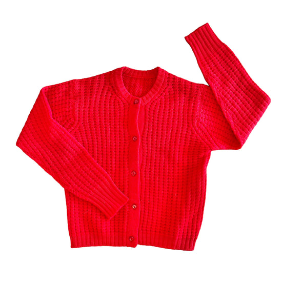 1960's Red Knitted Cardigan 6-8Y