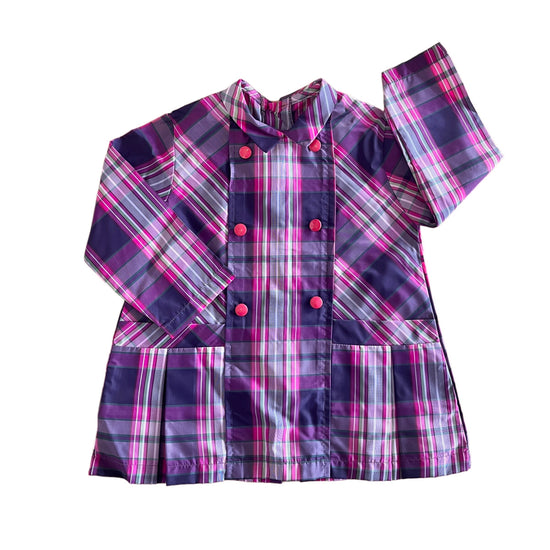 1960's Check Purple School Blouse/ Dress / 18-24M