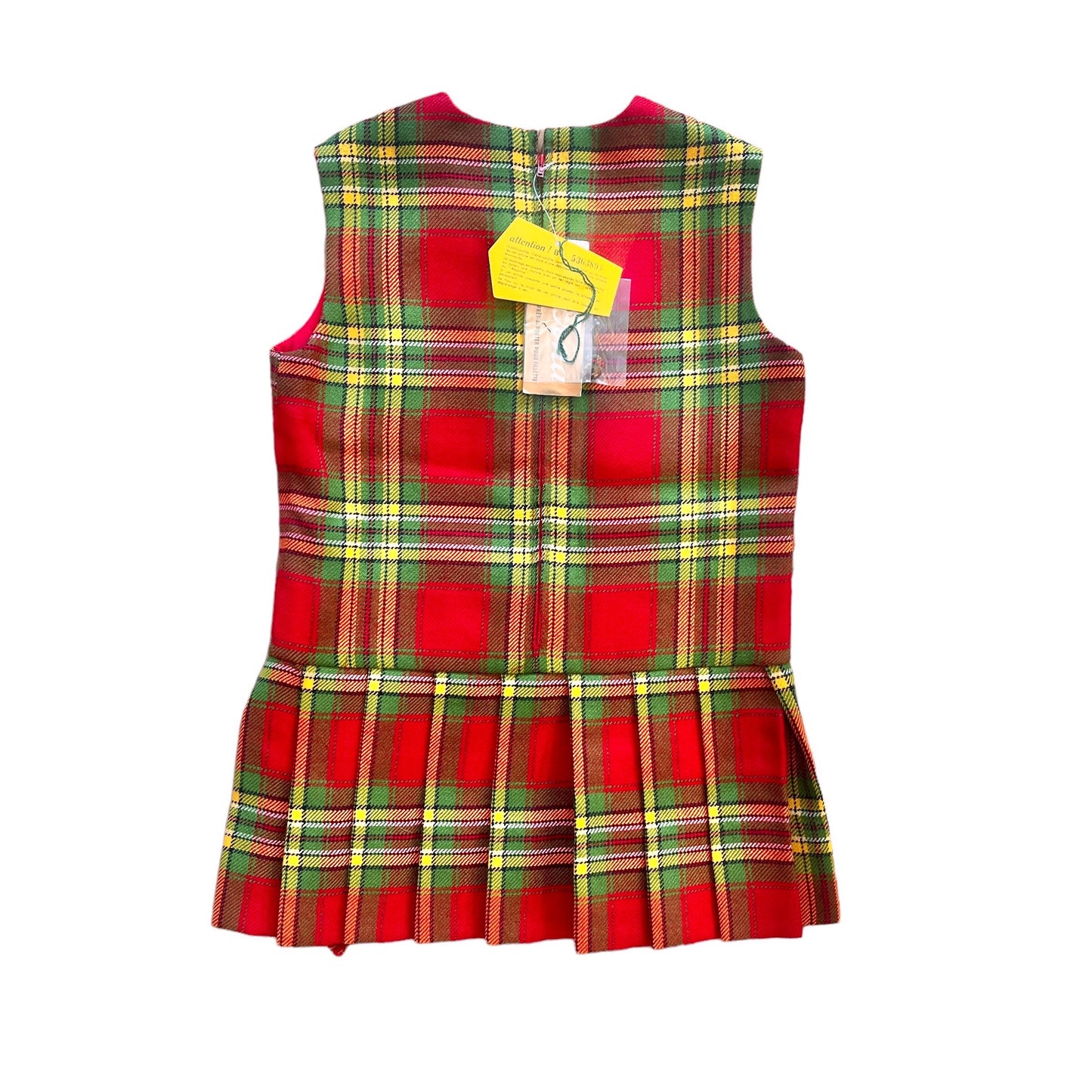 1960's Red / Green Tartan Dress / 3-4Y