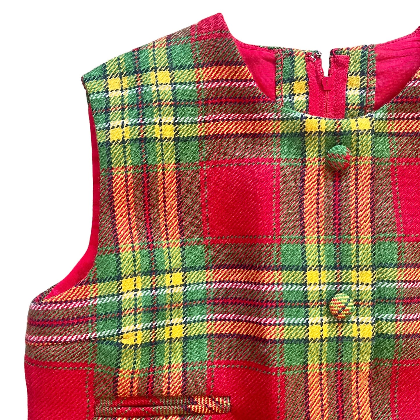 1960's Red / Green Tartan Dress / 3-4Y