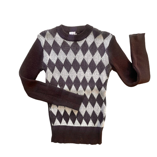 1970's Brown Knitted Diamond Jumper 5-6Y