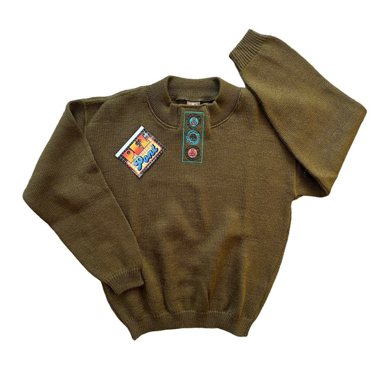 1980's Khaki Green Jumper / 8-10 Years