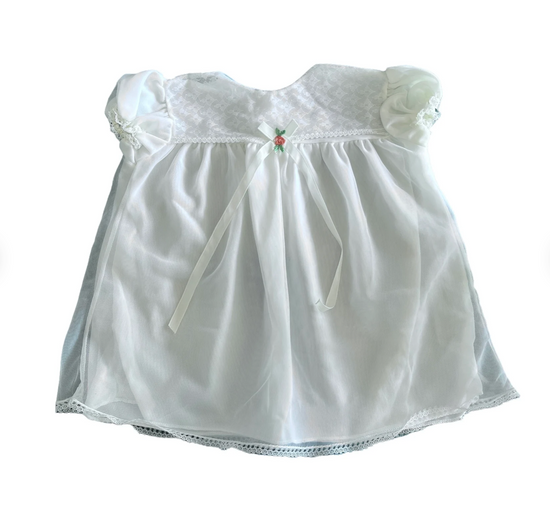 Vintage 1960's PERIDOT White Sheer / Ruffle  Dress / 6-9M