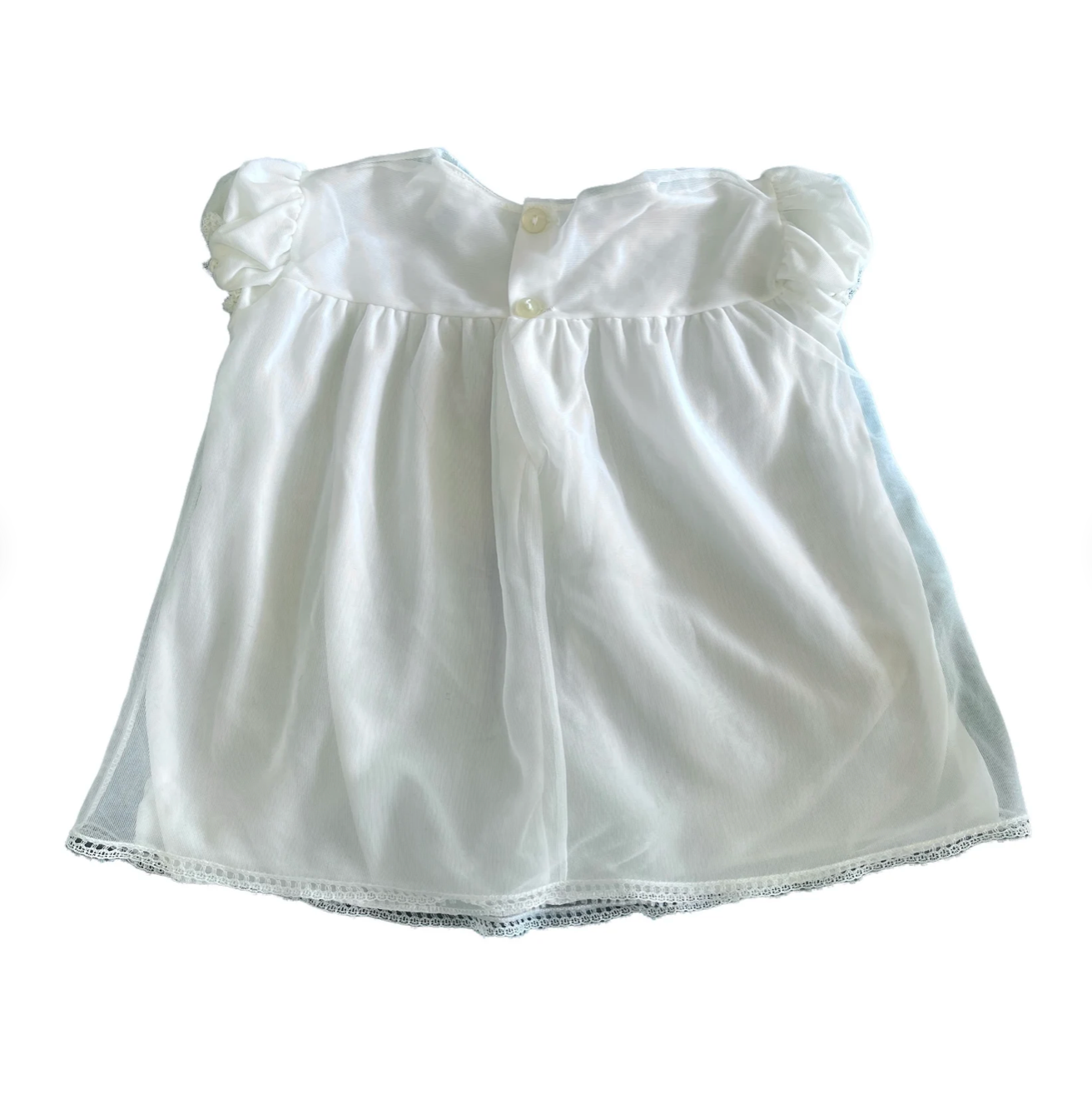 Vintage 1960's PERIDOT White Sheer / Ruffle  Dress / 6-9M