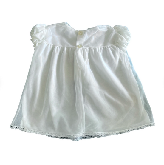 Vintage 1960's PERIDOT White Sheer / Ruffle  Dress / 6-9M