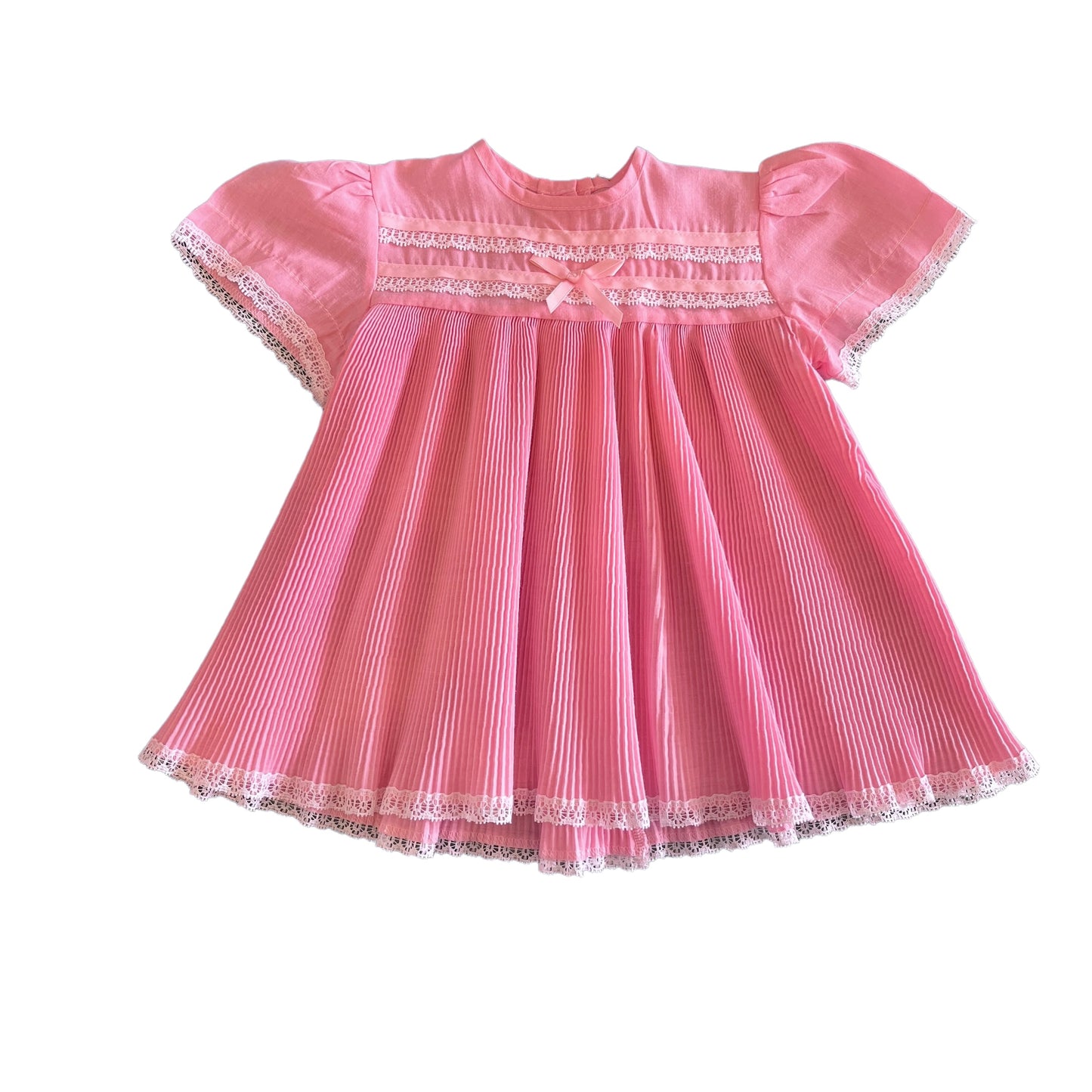Vintage 1970s Pleated Pink Dress / 0-3M